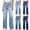 Sky Blue, variant on Stretchy Jeans for Women Drawstring High Waist Denim Pants with Pockets Washed Straight Leg Jeans Pants