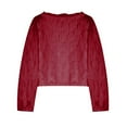 thumbnail image 6 of bbymog Short Cardigans for Women 3/4 Sleeve Laec Lightweight Cardigan Casual Shrugs for Women Fall Outfits Clothes Wine XL, 6 of 7