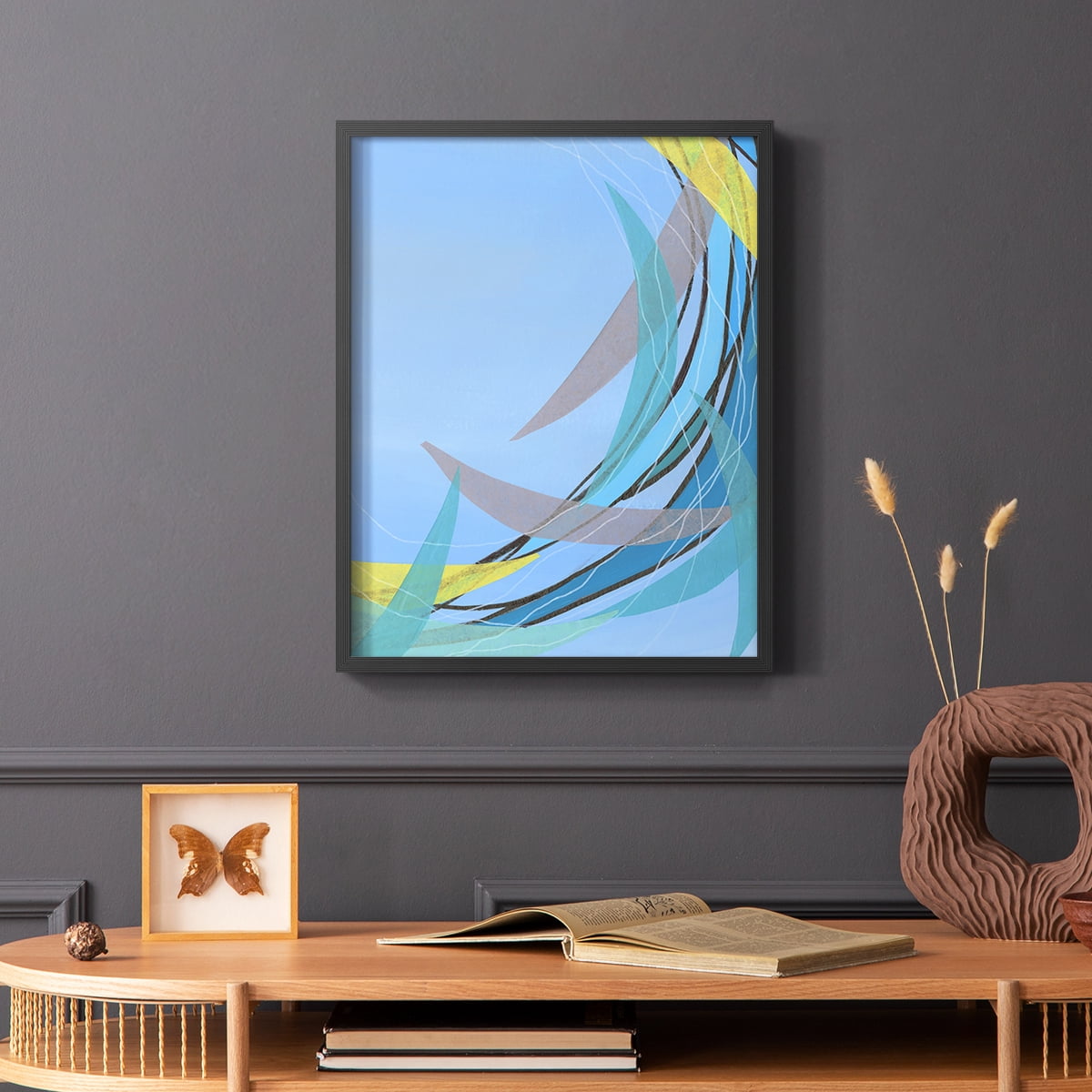 Circulating Flow II Framed Print in Black Solid Wood Framed Print No Nail Hanging
