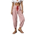thumbnail image 4 of Gytharion Women's Stripes Cuffed Pants Drawstring Elastic Waist with Pockets Casual Loose Trousers, 4 of 8
