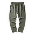 thumbnail image 4 of Domuza Casual Baggy Pants for Men Drawstring Stretch Wide Leg Lounge Travel Pants Streetwear with Pockets Army Green XL, 4 of 6
