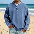 thumbnail image 4 of Hvogkswy Long Sleeve Henley Shirts for Men Solid Button Stand Collar Casual Denim Shirt Fashion Vintage Button T-Shirts, 4 of 6
