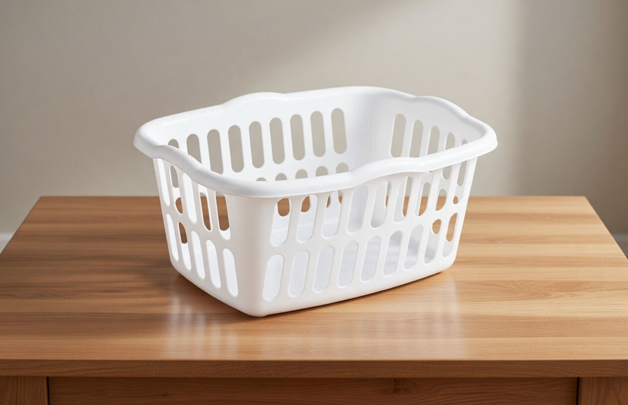 Extra Large Rectangular Plastic Laundry Basket - 24" x 17.75" x 10.375", Ventilated Design with Comfort Grip Handles, White, Ideal for Family Clothes Storage and Transport