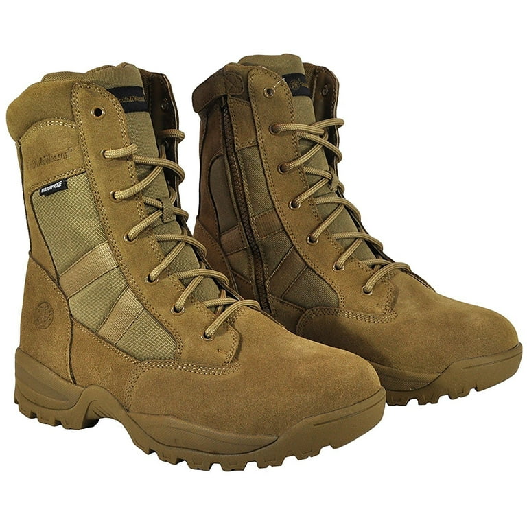 Smith Wesson Footwear Breach 2.0 Men s Tactical Waterproof 9 Side Zip Boots Coyote 8 Regular Walmart