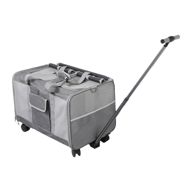Bunblic Transporteur pour Chat avec Roues, Sac de Voyage pour Animaux pour 2 Petits Chats, Transporteur Roulant pour Chats et Chiens, Transporteur de Voyage pour Animaux sur Roues pour Chats Chiot Gris