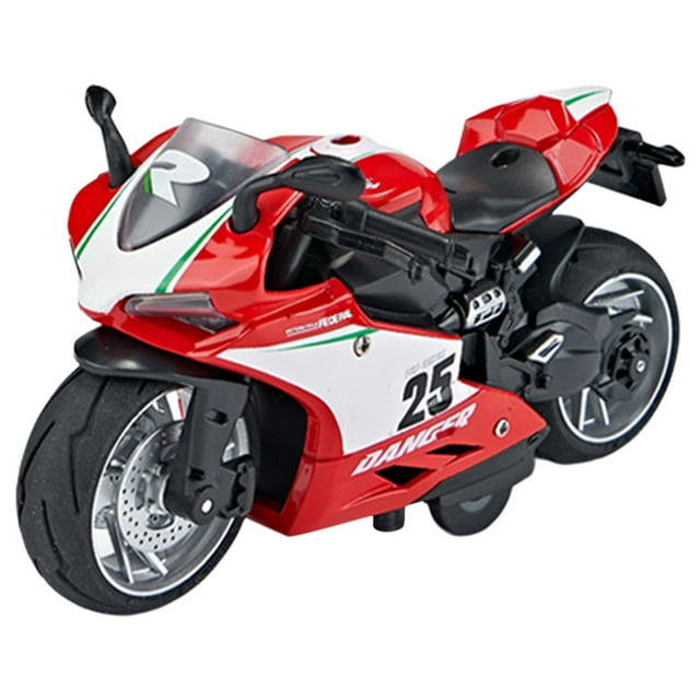 Alloy Diecast 1/12 Motorcycle Model Pull Back w/ Music Light Decoration Age 3-6 red