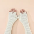 thumbnail image 4 of GDREDA Women's Fashionable Solid Knit Half Finger Gloves with Ripped Design for Personality and Daily Wear Comfort White,One Size, 4 of 6