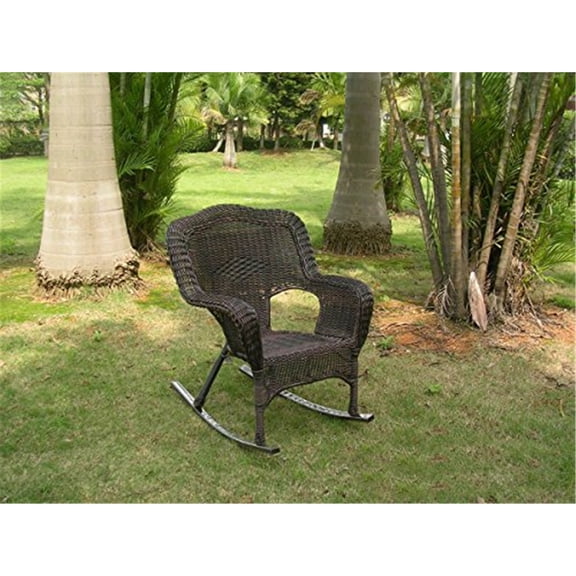 Rocking Chairs Set of 2 - Resin Wicker Outdoor Patio Furniture - Camelback Design - Yard Porch Seating