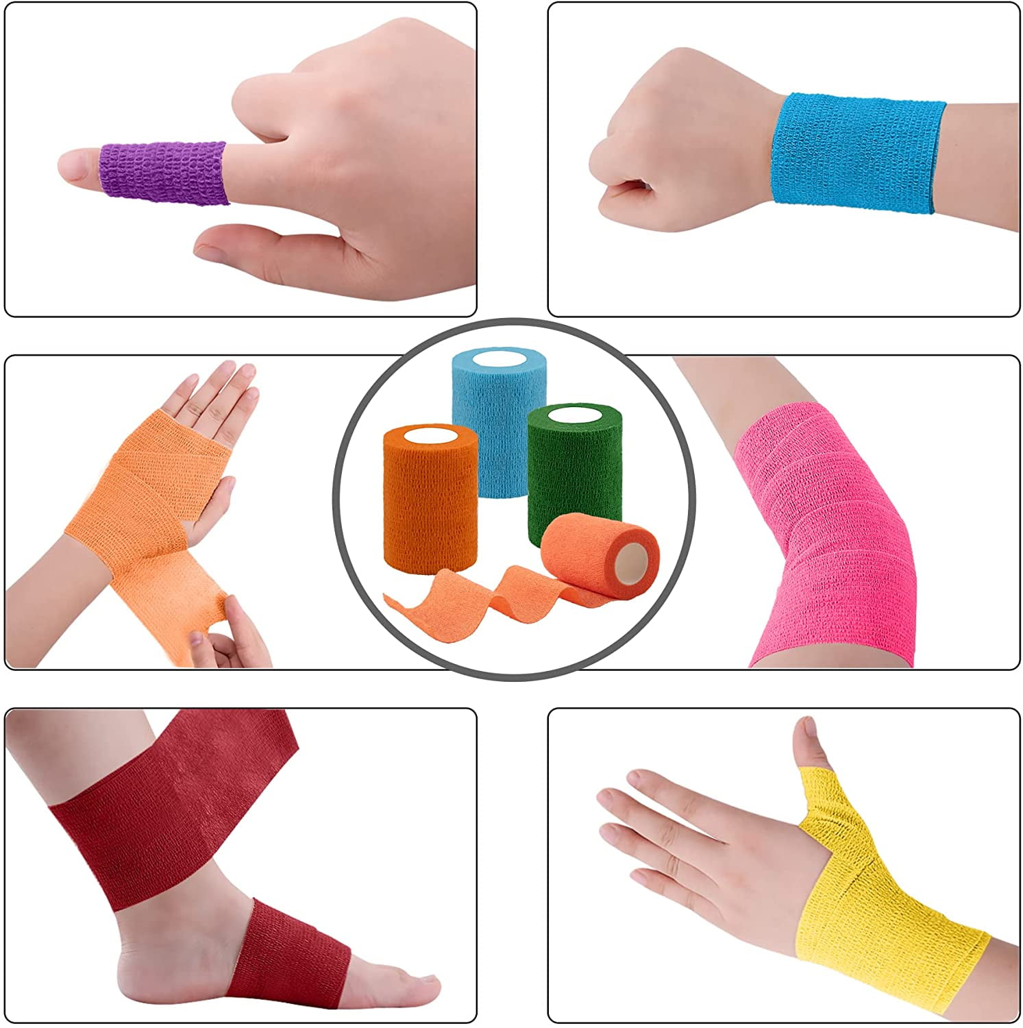 40 Rolls Self Adherent Wrap 2 Inch Self Adhesive Bandages Wrap Tape Stretch Bandage Self Stick Bandage Wraps for Wrist Ankle Swelling Sprains(20 Colors)