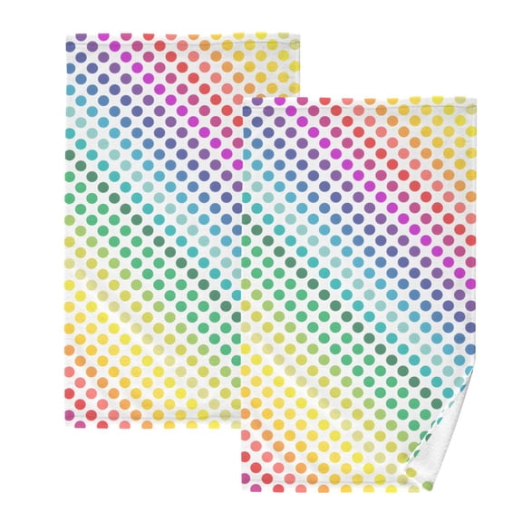 Ryvnso Colorful Polka Dots in Lines Cotton Hand Towels Sets Face Towel 2 PCs Bathroom Decorative