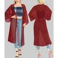 thumbnail image 3 of HAPPY BAY Women's Chiffon Summer Open Front Chunky Beach Beachwear Duster Kimono Cardigan for Women 1X-2X Red_AB905, 3 of 6