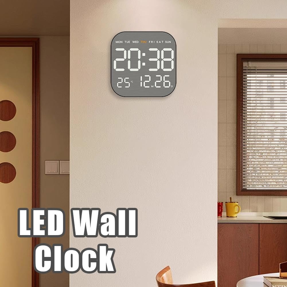 Atomic Wall Clock with Indoor/Outdoor Temp Large Number Display Silent Battery Operated Alarm Analog Digital Clocks for Bedroom Seniors Desk Living Room Office Bathroom Kitchen Shower(White)