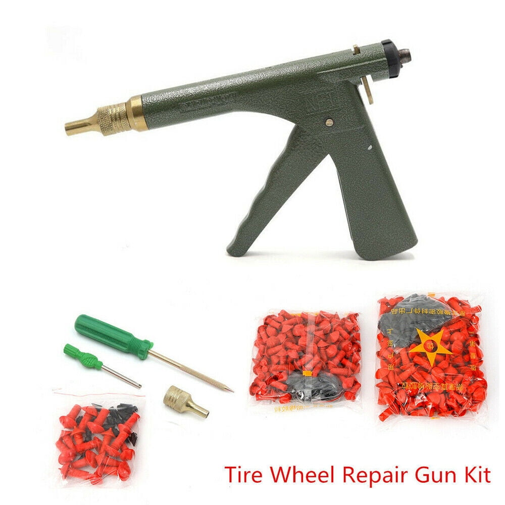 Motorcycle Tire Plugger Tubeless Tyre Wheel Repair Gun Kit+Plug Rubber Universal