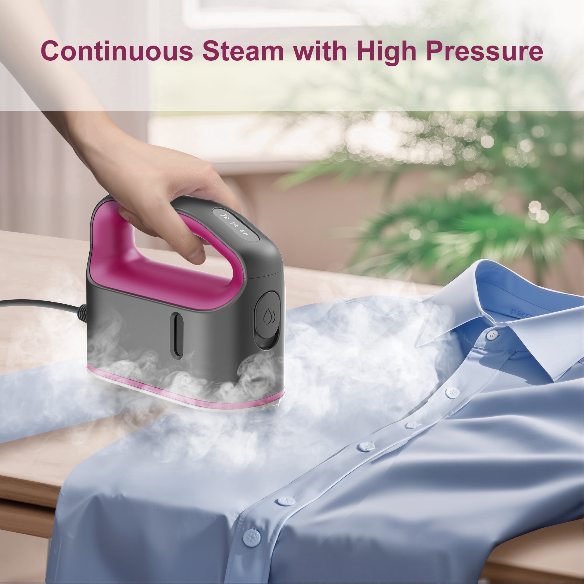 Newbealer Travel Steam Iron,1200W Handheld Steamer for Clothes,3 Levels Steaming&Dry Ironing,Low-temperature protective panel,Drip-free tank,Self-Cleaning