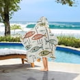 thumbnail image 3 of Yayeee Kids Hooded Towel with Hand Pockets Beach Soft Absorbent Bath Wrap 50 x 23.5 inch, Abstract Fish Pattern, 3 of 5