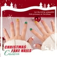 thumbnail image 6 of Vamony Press on Nails, Short Square False Nails Tips Kit with Adhesive Tabs, Mani Sticks and Files, 60 Count Xmas06 French Fake Nails Set Gift for Mom & Kids, 6 of 13