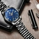 thumbnail image 4 of Reloj analógico de lujo para hombre Reloj de cronógrafo con fecha mecánica automática Azul negro Hugo Reloj de negocios para hombre, 4 of 10