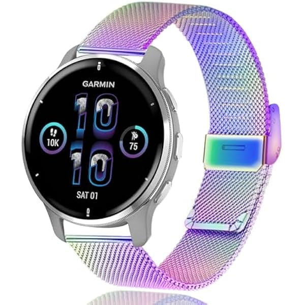 wonima11 Metal Bands for Garmin Venu/Venu Sq/vivoactive 3 Watch Band Women Men,20mm Quick Release Mesh Stainless Steel Wristband Strap for Garmin venu 2 plus/Venu sq 2,Forerunner 645/55/245 Music.