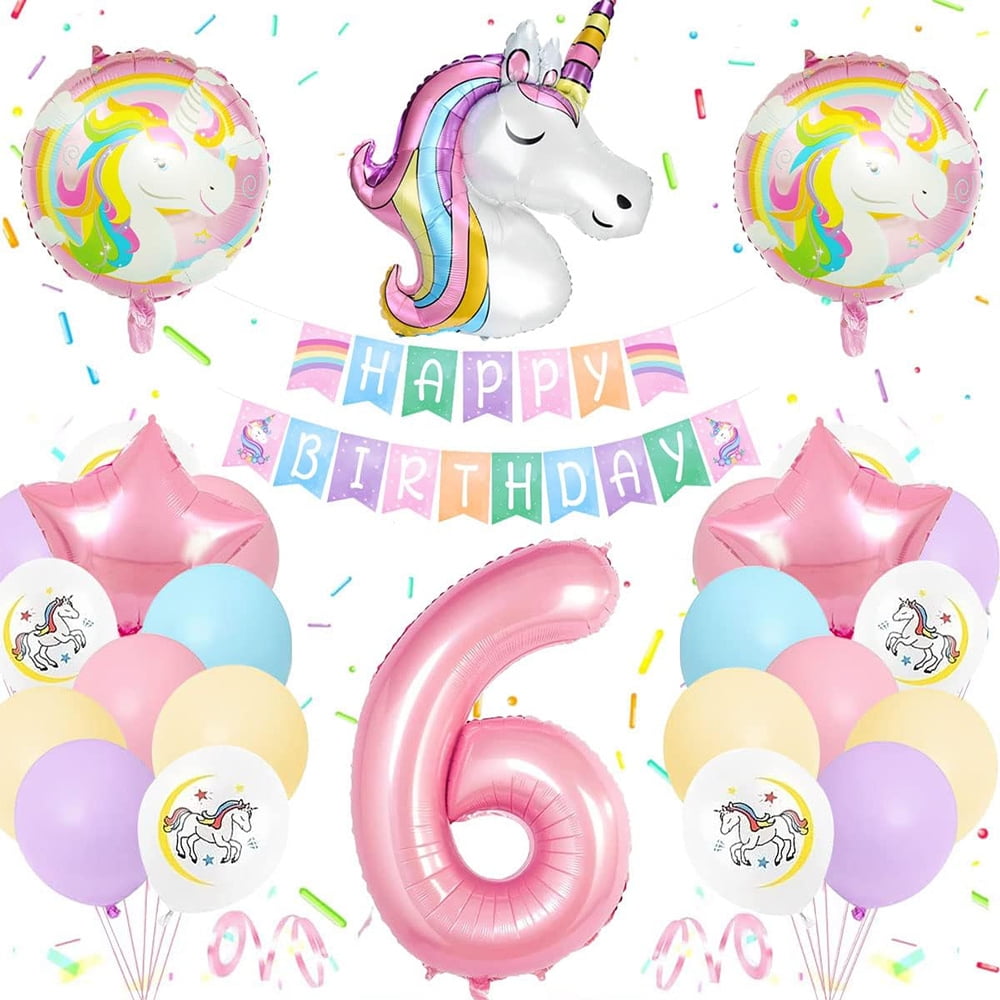 Unicorn 6th Birthday Decorations for Girls Happy Birthday Banner, 40