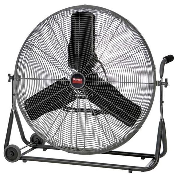 Dayton Mobile Floor Fan, 3 Speeds, Silver, Carrying Handle 61LD87