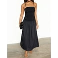 thumbnail image 2 of Gupgi Women's Long Cami Dress Backless Detachable Spaghetti Strap Ruched A-Line Dress for Party Club, 2 of 9