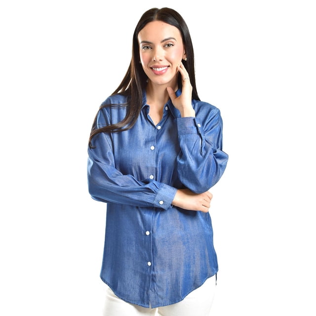 Camisa satinada Roman Fashion Juvenil 1016 Azul marino M