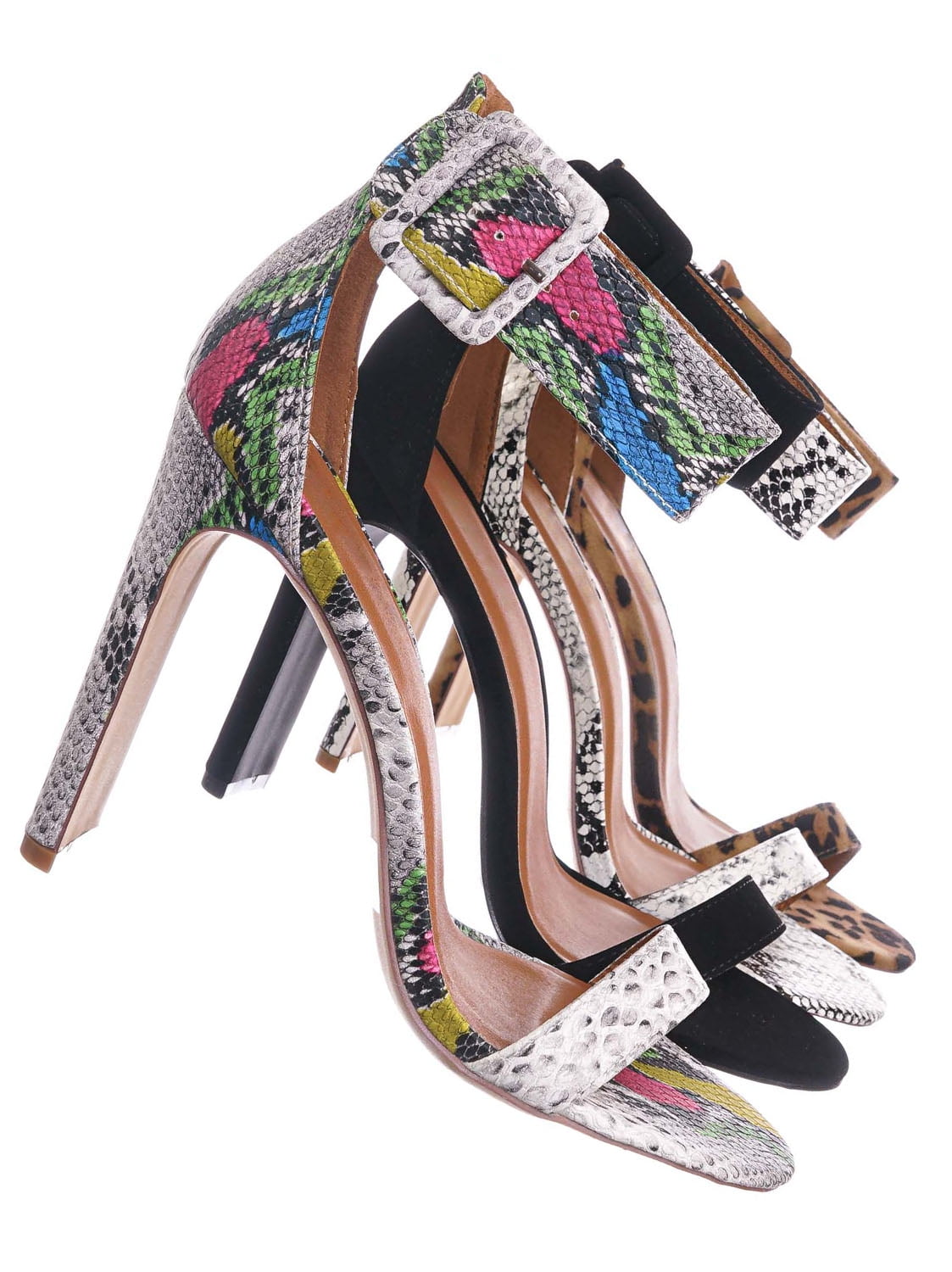 Thalia6 by X2B, Barely There Thin Wide Block High Heel Sandal -Ankle Strap Open Toe Shoe 