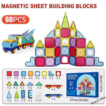 HYPERLIVING 60 Piece Set 60pcs Magnet Building Tiles Clear Magnetic 3D Blocks Construction Playboards - Creativity Beyond Imagination, Inspirational, Recreational, Educational, Conventional