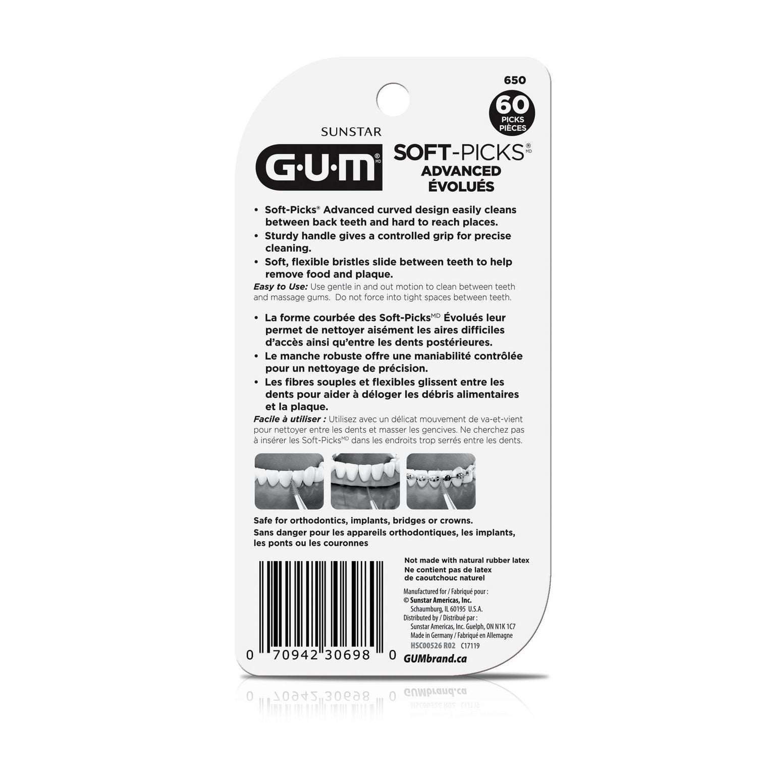 GUM® Soft-Picks® Advanced Dental Picks, Curved Design, Precision Control, Travel Case