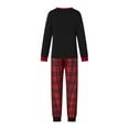 thumbnail image 6 of Elippeo Christmas Family Pajamas Matching Set, Long Sleeve Letters Print T-shirt with Plaid Pants Sleepwear Loungewear, 6 of 10