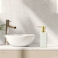 thumbnail image 2 of Unique Bargains 1 Pc Simple Square Soap Pump Dispenser for Laundry Rooms 350ml White Gold Tone, 2 of 6
