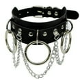 thumbnail image 4 of GKNET Gothic Punk Black PU Leather Spiked Rivet O-Ring Collar Stud Choker Necklace-Stud O-Ring 43cm, 4 of 6