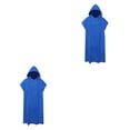 thumbnail image 1 of Albornoz Qarigey de poliéster a prueba de viento de secado rápido microfibra hombres mujeres con capucha Color sólido playa traje de baño Azul oscuro 2piezas, 1 of 6