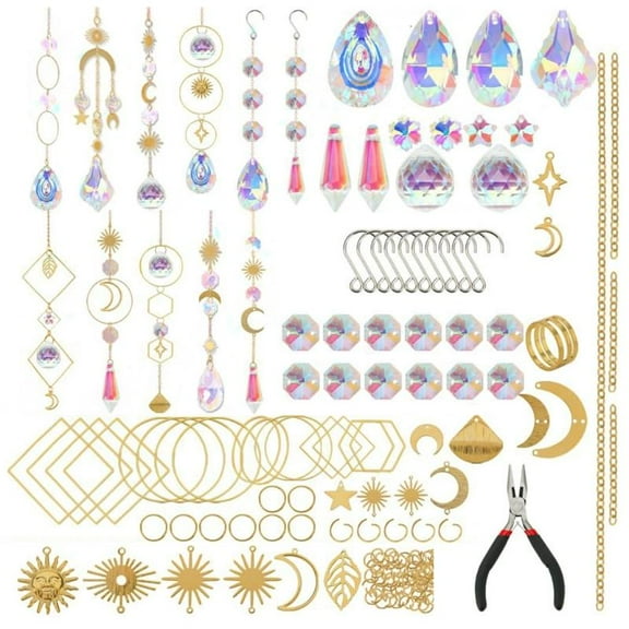 PatungKu 200Pcs DIY Sun Catchers Making Set Craft for Adult Crystal Suncatchers Supplies Glass Window Hanging Indoor