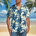 thumbnail image 2 of ZCFZJW Men's Hawaiian Shirt Funky Tropical Floral Printed Beach Vacation Tees Shirt Regular Fit Casual Button Down Short Sleeve Graphic T-Shirts Tops Navy L, 2 of 5