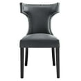 thumbnail image 6 of Side Dining Chair, Rivet Nailhead, Grey Gray, Vegan Leather, Kitchen Cafe Bistro Hospitality Restaurant, Modern Contemporary HB32909, 6 of 8