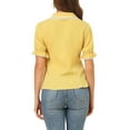 thumbnail image 3 of INSPIRE CHIC Women's Sweet Peter Pan Contrast Collar Short Sleeves Button Up Blouse Tops XS Yellow, 3 of 8