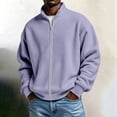thumbnail image 2 of Eiyaclvo Zip Up Sweatshirt for Men No Hood Waffle Knit Jacket Full Zip Stand Collar Long Sleeve Fall Sweatshirt Jackets L, 2 of 7