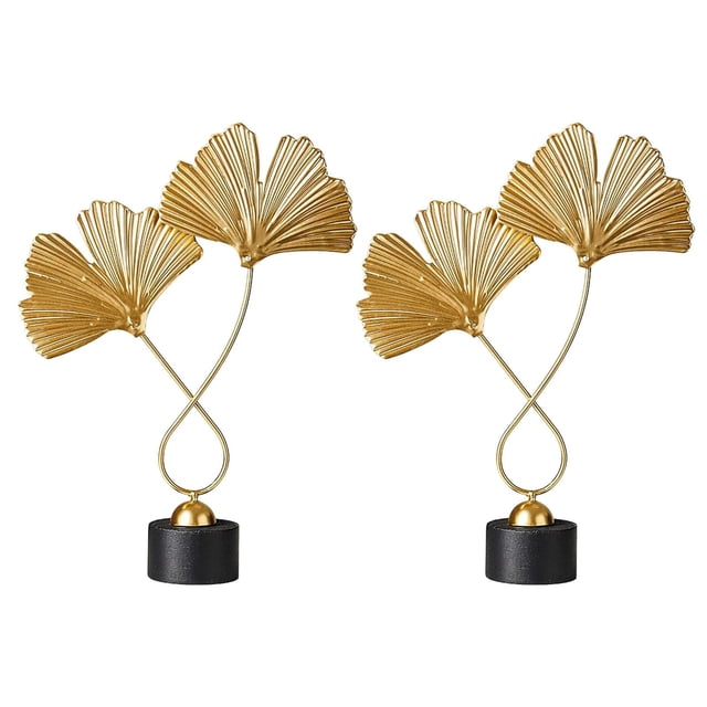 2xAdorno de escultura de hojas de ginkgo, Art Leaf Shape Sculpture Ornament Zulema escultura de escritorio