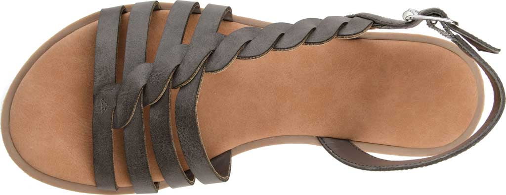 Women's Journee Collection Solay Flat Strappy Sandal Grey Faux Leather 6.5 M