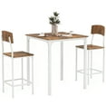 thumbnail image 3 of HOMCOM 3 Piece Bar Table and Chairs Set, Industrial Small Dining Table Set for 2, Square Kitchen Table and Stools, Walnut and White, 3 of 10