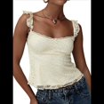 thumbnail image 1 of Camiseta de Tirantes Tipo Babydoll de Encaje para Mujer, con Mangas Transparentes, Estilo Y2k, para Salir de Verano. Albaricoque M, 1 of 9