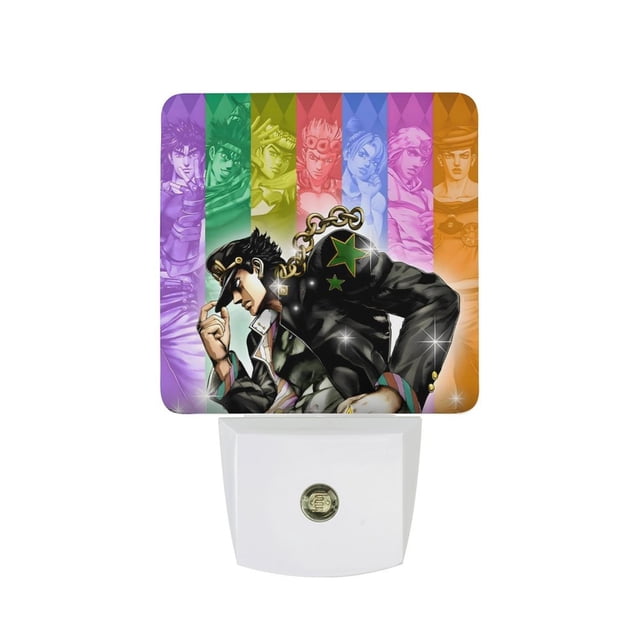 JoJo's Bizarre Adventure / La Bizarra Aventura de JoJo Luz nocturna LED con sensor de anochecer a amanecer para dormitorio, baño, pasillo, escaleras - Lámpara LED nocturna de enchufe, 0.5W - 1 pieza