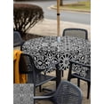 thumbnail image 4 of Black Morocco Outdoor Tablecloth - 60x60 Inch Square Dining Table Cover, Traditional Tribal Abstract Geometric Art Waterproof Outdoor Table Cloth with Umbrella Hole & Zipper for Picnic/Patio/Party, 4 of 7