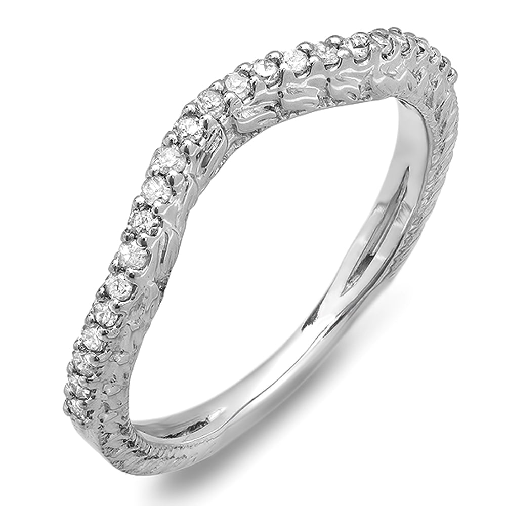 ctw Dazzlingrock Collection 0.25 Carat 14k Round Diamond Ladies Anniversary Wedding Band Guard Ring 1/4 CT White Gold