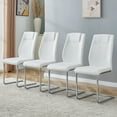 thumbnail image 2 of Modern Dining Chairs with PU Leather Padded Seat Dining Living Room Chairs, Upholstered Chair with Metal Legs, Design for Kitchen, Living, Bedroom, Dining Room Side Chairs Set of 4 (White+PU ), 2 of 9