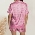 thumbnail image 2 of Women's Pajama Set Cute Heart Monkey Short Sleeve Button-Up Shirt Pajama Shorts Set Pink XXL, 2 of 5
