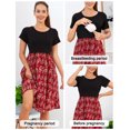 thumbnail image 6 of Women's Nursing Dress Summer Short Sleeve Patchwork Pregnancy Clothes with Pockets,Large, 6 of 7