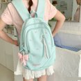 thumbnail image 5 of Nylon School Backpack, Lightweight Backpack with Bow Pendant, Spacious Trendy Backpack for Travel College Work (Light Green), 5 of 6