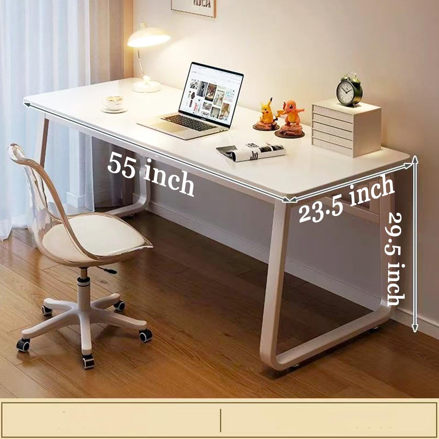 Computer Desk Modern Simple Style Desk for Home Office, 55 inch Small Writing Table or Bedroom,Black